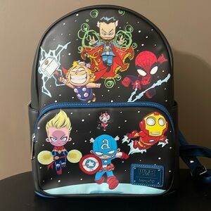 NEW! LOUNGEFLY MARVEL CHIBI GROUP BACKPACK 2024